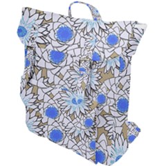 Vintage White Blue Flowers Buckle Up Backpack