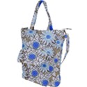 Vintage White Blue Flowers Shoulder Tote Bag View1