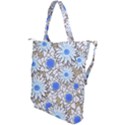 Vintage White Blue Flowers Shoulder Tote Bag View2