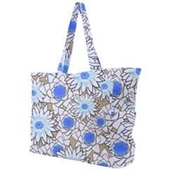 Vintage White Blue Flowers Simple Shoulder Bag