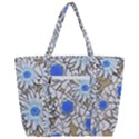 Vintage White Blue Flowers Zip Up Canvas Bag View3