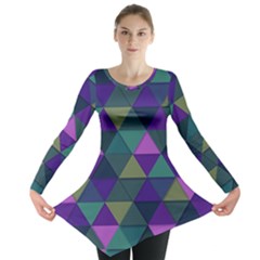 Blue Geometric Long Sleeve Tunic 