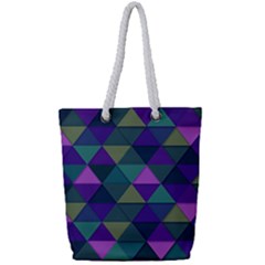 Blue Geometric Full Print Rope Handle Tote (small) by snowwhitegirl