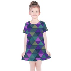 Blue Geometric Kids  Simple Cotton Dress