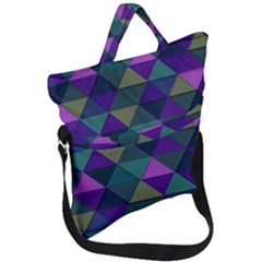 Blue Geometric Fold Over Handle Tote Bag by snowwhitegirl