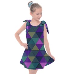 Blue Geometric Kids  Tie Up Tunic Dress