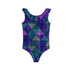 Blue Geometric Kids  Frill Swimsuit