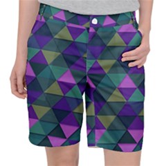 Blue Geometric Pocket Shorts