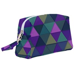 Blue Geometric Wristlet Pouch Bag (large)