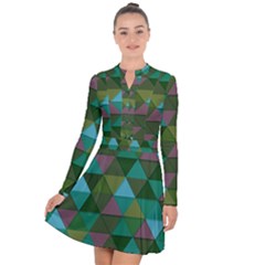 Green Geometric Long Sleeve Panel Dress