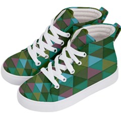 Green Geometric Kids  Hi-top Skate Sneakers