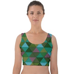 Green Geometric Velvet Crop Top