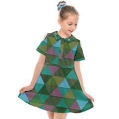 Green Geometric Kids  Short Sleeve Shirt Dress