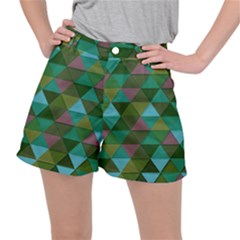 Green Geometric Stretch Ripstop Shorts