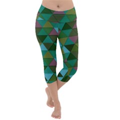 Green Geometric Lightweight Velour Capri Yoga Leggings