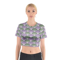 Vintage Scallop Violet Green Pattern Cotton Crop Top by snowwhitegirl