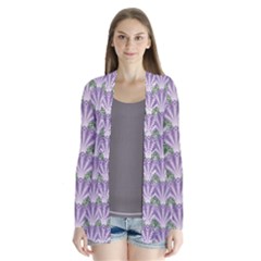 Vintage Scallop Violet Green Pattern Drape Collar Cardigan