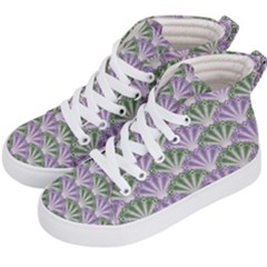 Vintage Scallop Violet Green Pattern Kids  Hi-top Skate Sneakers