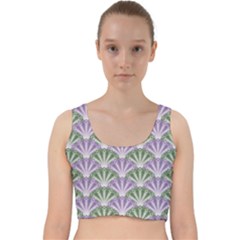 Vintage Scallop Violet Green Pattern Velvet Racer Back Crop Top by snowwhitegirl