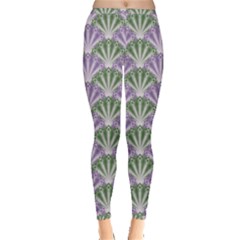 Vintage Scallop Violet Green Pattern Inside Out Leggings