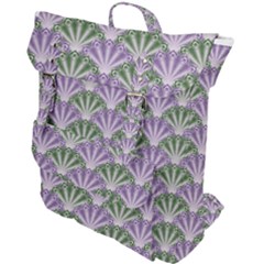 Vintage Scallop Violet Green Pattern Buckle Up Backpack