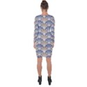 Vintage Scallop Beige Blue Pattern Asymmetric Cut-Out Shift Dress View2