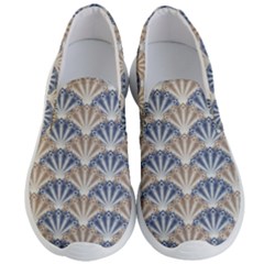 Vintage Scallop Beige Blue Pattern Men s Lightweight Slip Ons