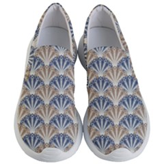 Vintage Scallop Beige Blue Pattern Women s Lightweight Slip Ons