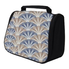 Vintage Scallop Beige Blue Pattern Full Print Travel Pouch (small)