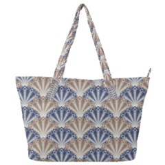 Vintage Scallop Beige Blue Pattern Full Print Shoulder Bag