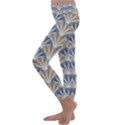 Vintage Scallop Beige Blue Pattern Kids  Lightweight Velour Classic Yoga Leggings View2