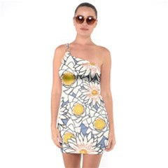 Vintage White Flowers One Soulder Bodycon Dress