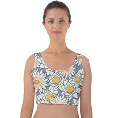 Vintage White Flowers Velvet Crop Top by snowwhitegirl