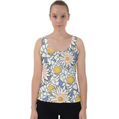 Vintage White Flowers Velvet Tank Top