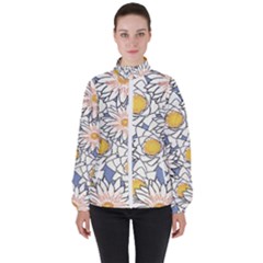 Vintage White Flowers High Neck Windbreaker (women)