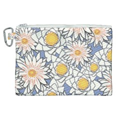 Vintage White Flowers Canvas Cosmetic Bag (xl)