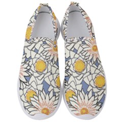 Vintage White Flowers Men s Slip On Sneakers