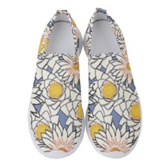 Vintage White Flowers Women s Slip On Sneakers