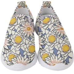 Vintage White Flowers Kids  Slip On Sneakers