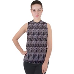 Gothic Church Pattern Mock Neck Chiffon Sleeveless Top