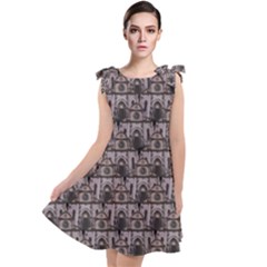 Gothic Church Pattern Tie Up Tunic Dress