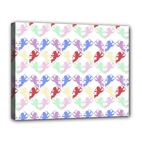 Colorful Cherubs White Canvas 14  X 11  (stretched) by snowwhitegirl