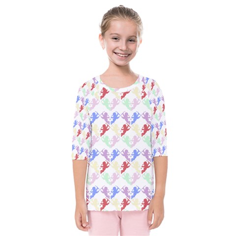 Colorful Cherubs White Kids  Quarter Sleeve Raglan Tee by snowwhitegirl