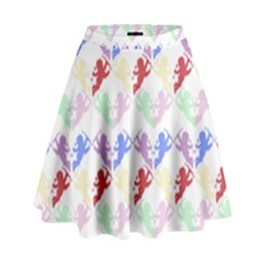 Colorful Cherubs White High Waist Skirt by snowwhitegirl