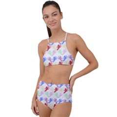 Colorful Cherubs White High Waist Tankini Set