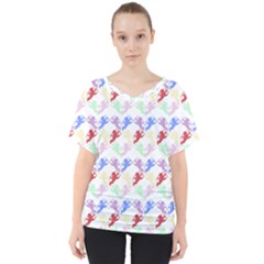 Colorful Cherubs White V-neck Dolman Drape Top by snowwhitegirl