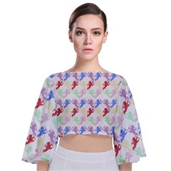 Colorful Cherubs White Tie Back Butterfly Sleeve Chiffon Top