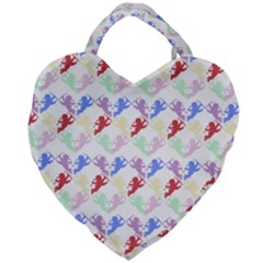 Colorful Cherubs White Giant Heart Shaped Tote