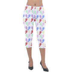 Colorful Cherubs White Lightweight Velour Capri Leggings  by snowwhitegirl