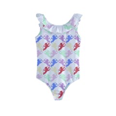 Colorful Cherubs White Kids  Frill Swimsuit